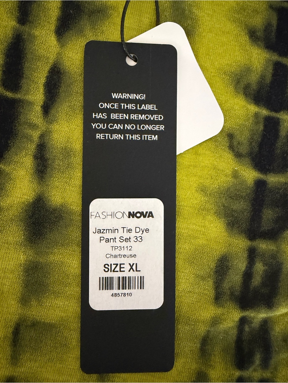 Fashion Nova Chartreuse Tie Dye Crop Top ( just the top ) women size XL